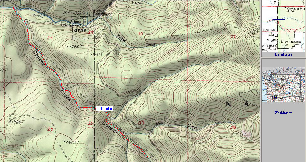 A map of the section detailed in this trip report. There are another couple of miles below the