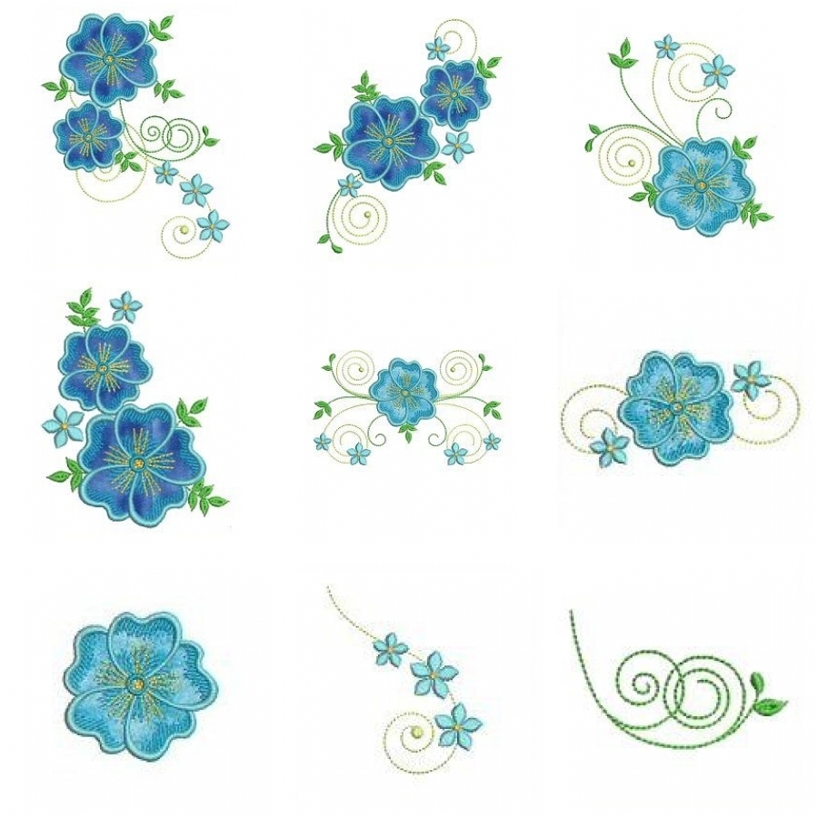 Blue Floral Applique OregonPatchWorks