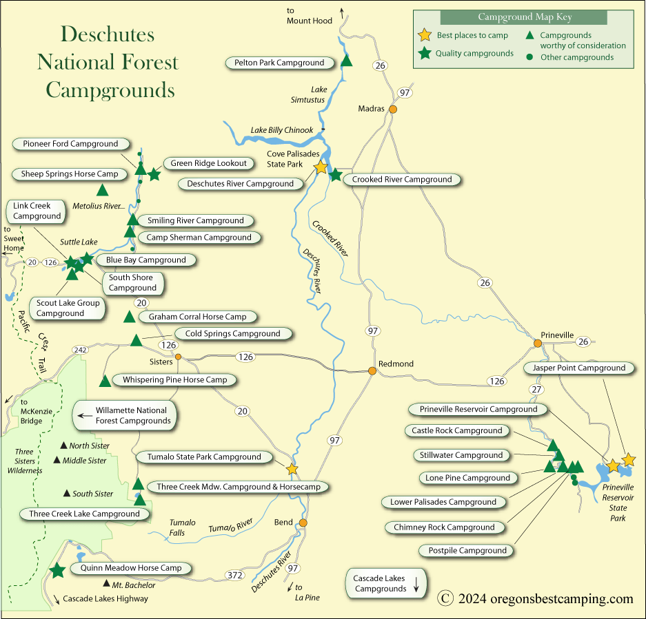 Deschutes National Forest Campground Map