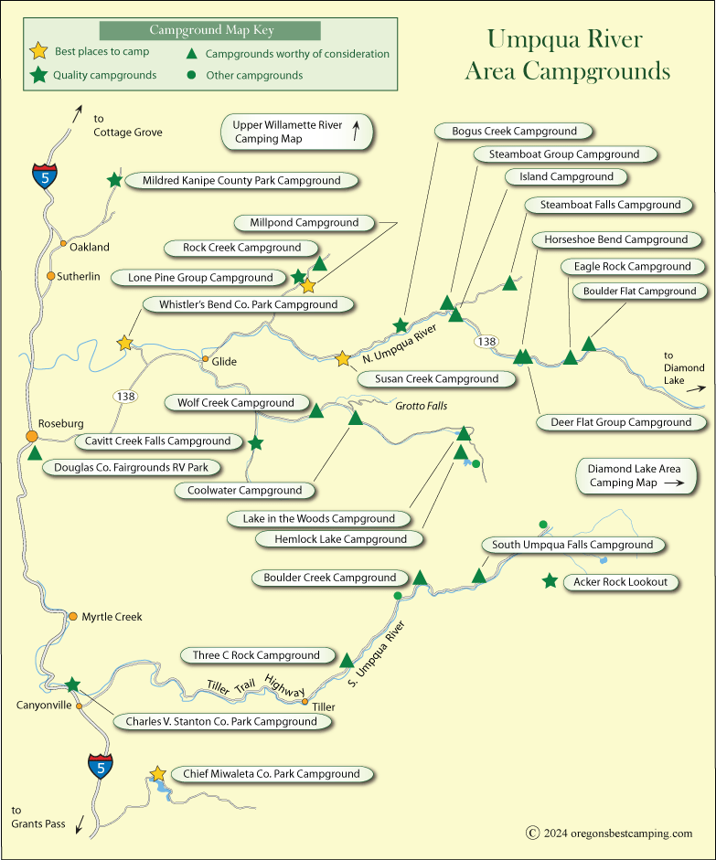 Umpqua River Area Campground Map