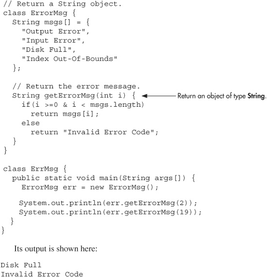 Returning Objects Java, A Beginner's Guide, 5th Edition, 5th Edition