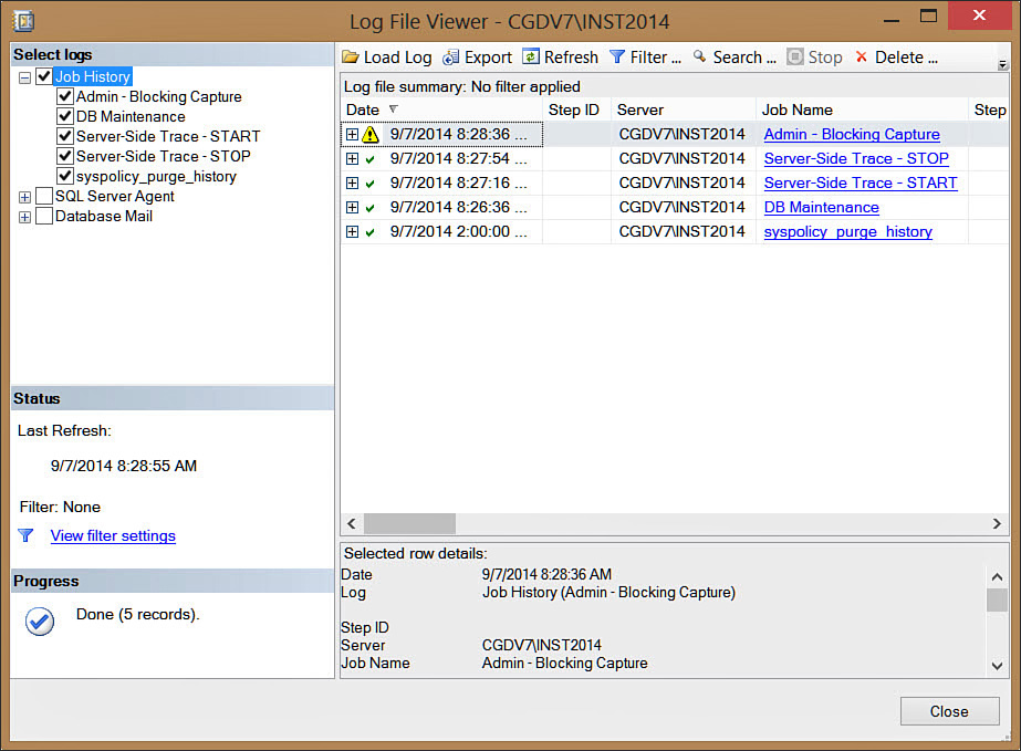Viewing Job History Microsoft SQL Server 2014 Unleashed [Book]