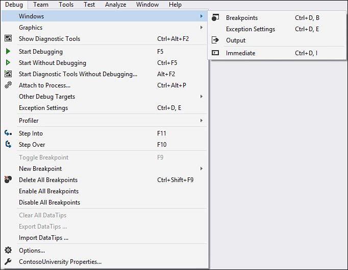 The Debug Menu and Toolbar Microsoft Visual Studio 2015 Unleashed