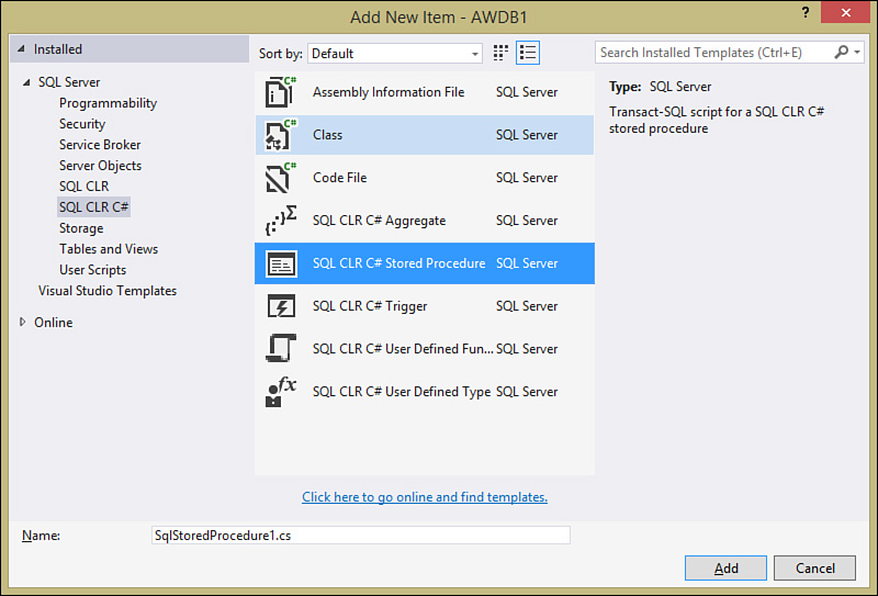 Creating a Stored Procedure in C Microsoft Visual Studio 2015