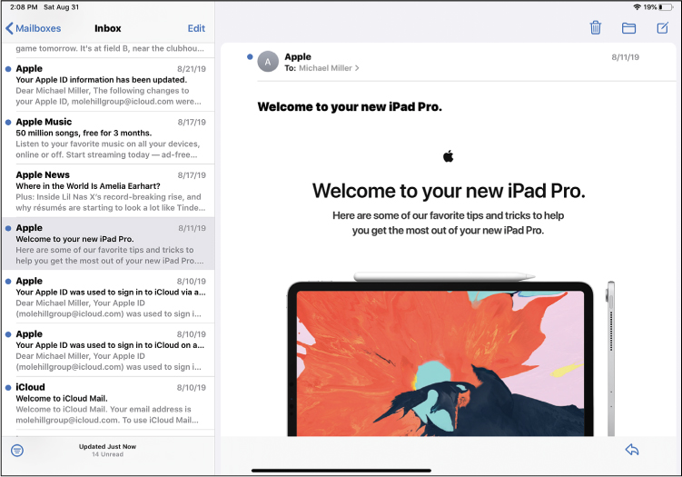 9. Sending and Receiving Email My iPad for Seniors, 7th Edition [Book]