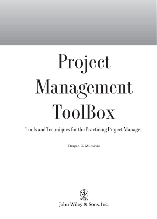 Title Page Project Management ToolBox Tools and Techniques for the