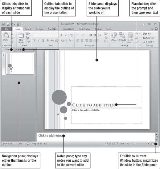 Navigating the PowerPoint Window Office 2010 Made Simple [Book]