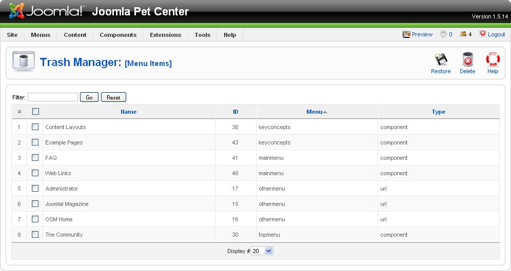 Menu Trash Using Joomla [Book]