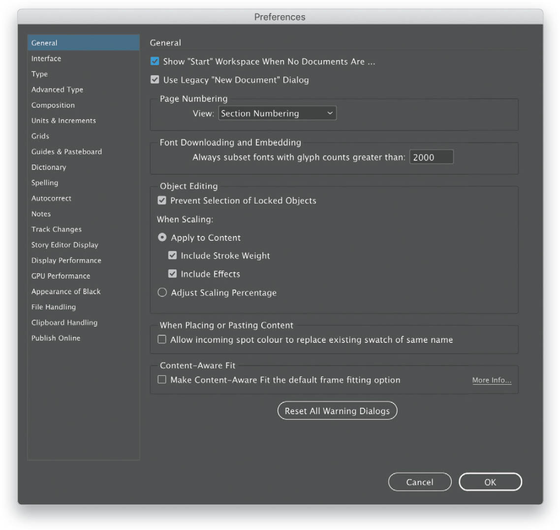 Enable or Disable the “Start” Workspace? How Do I Do That In InDesign