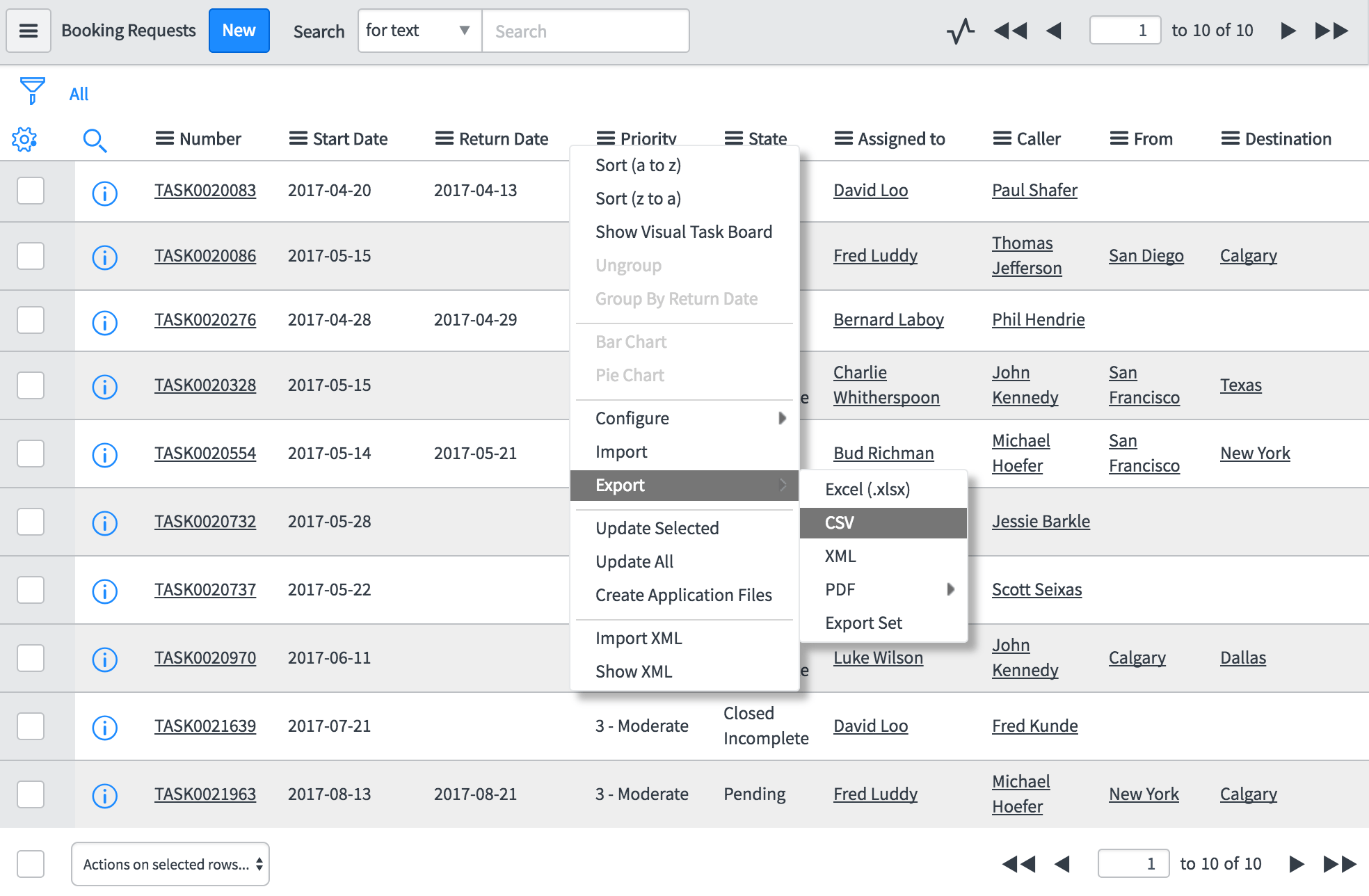 List export ServiceNow Application Development [Book]
