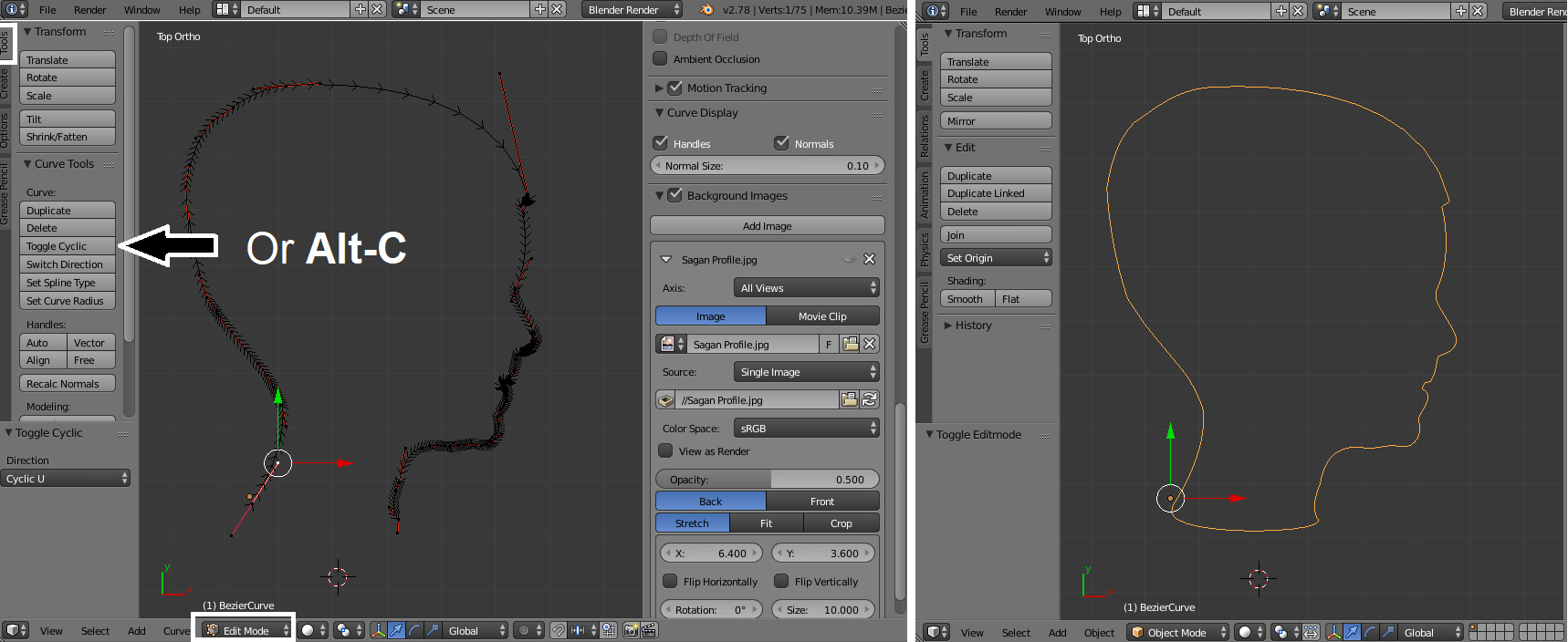 Toggling Cyclic to close your curve Blender 3D Printing by Example [Book]