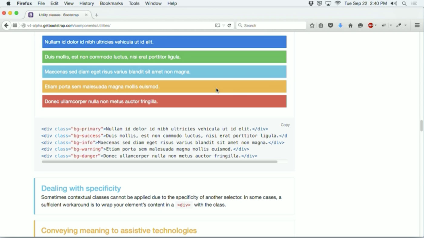 Bootstrap 4 utility classes O’Reilly
