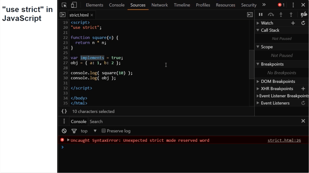 What does “use strict” do in JavaScript? O’Reilly