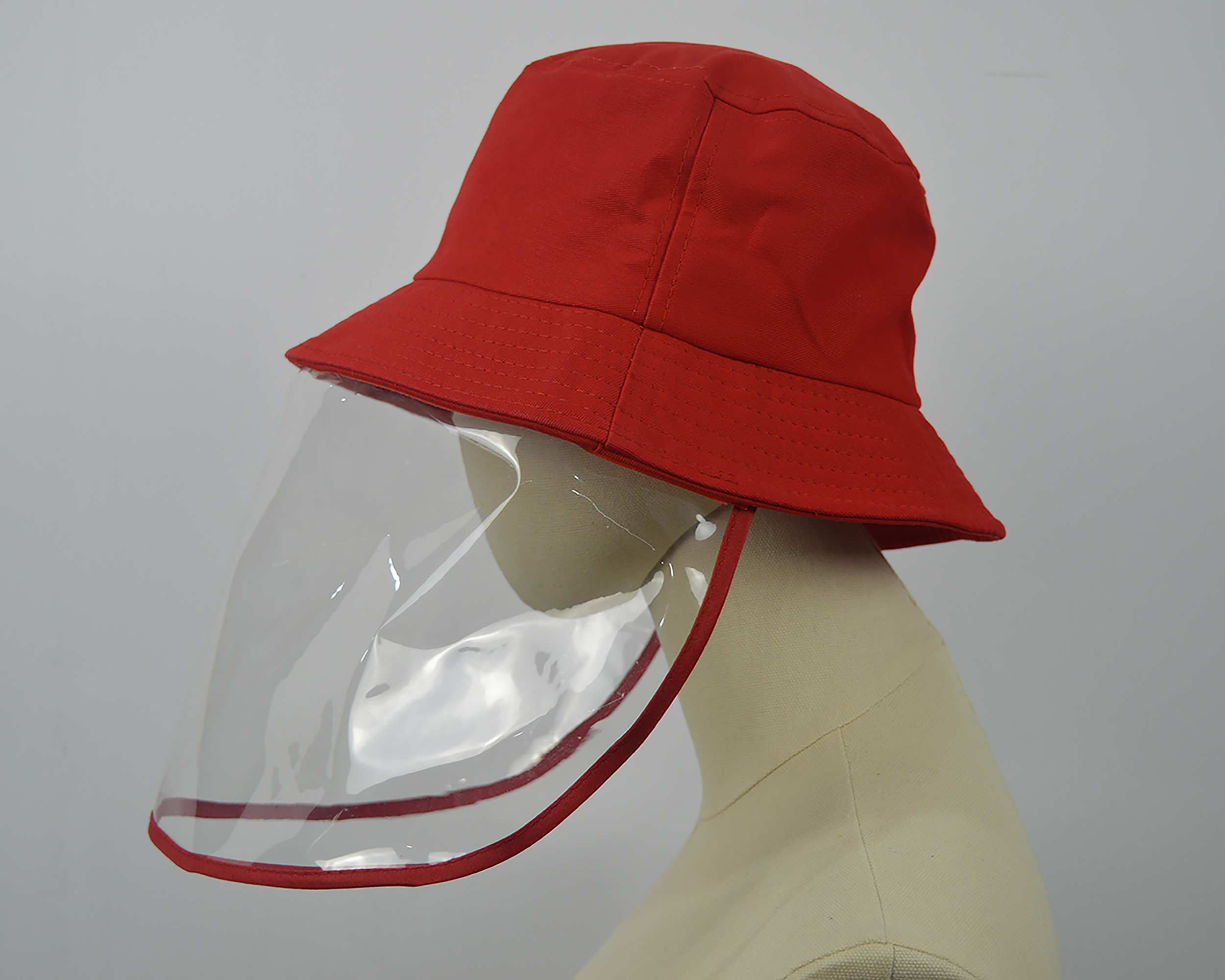 RED BUCKET HAT UNISEX FACE SHIELD