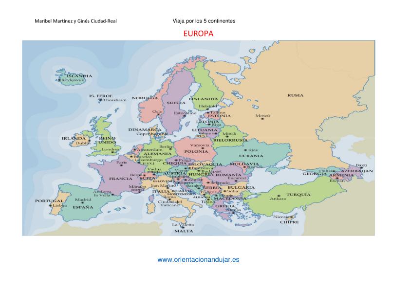 Viaja por los cinco continentes Los países y sus capitales Orientacion