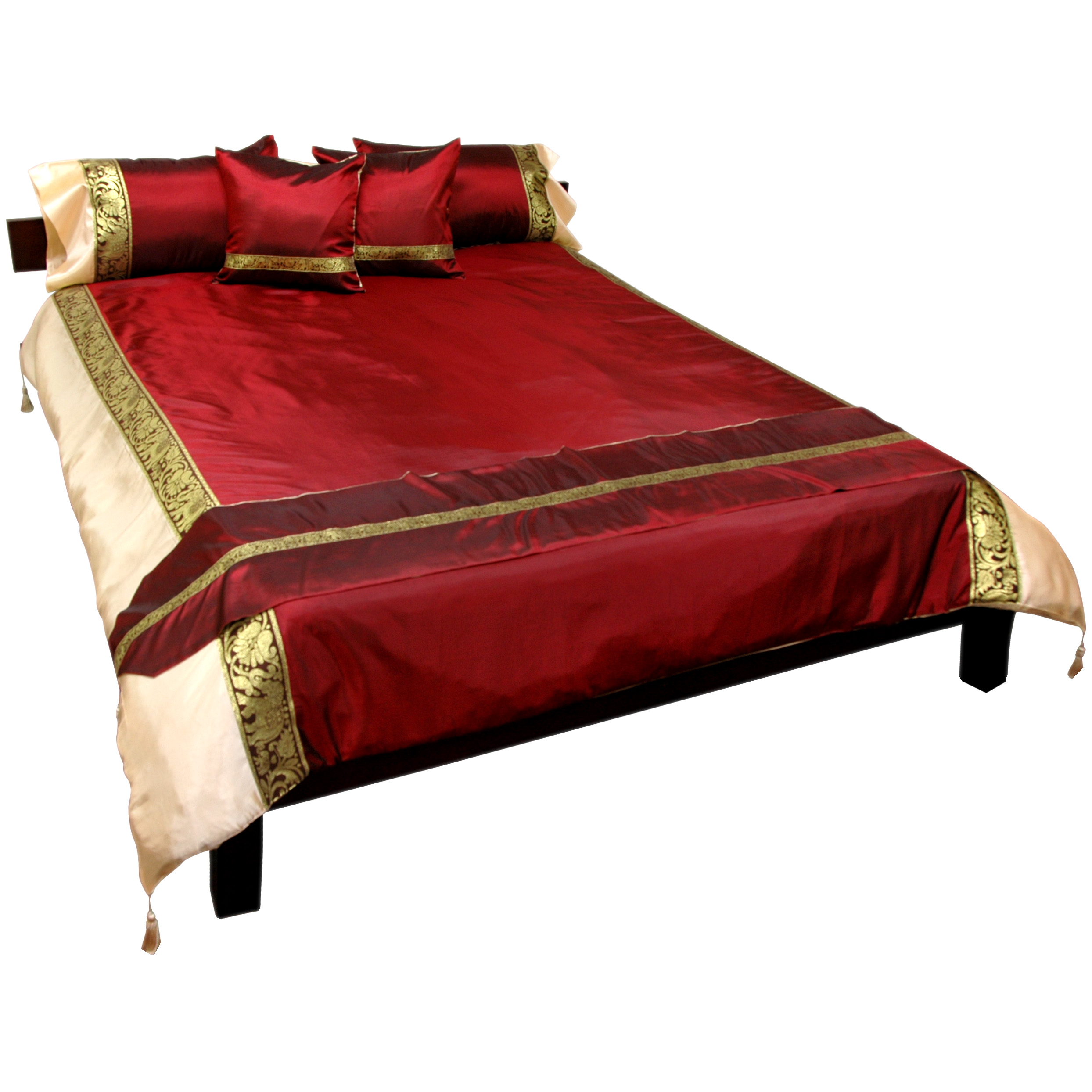 Thai Silk Elephant Duvet Set Ruby Red