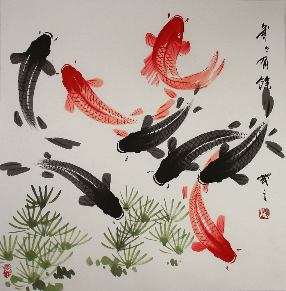 Large Koi Fish Painting Asian Koi Fish Paintings & Wall Scrolls