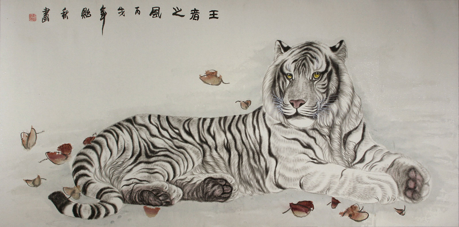White Tiger Painting Tigers & Dragons Paintings and Wall Scrolls