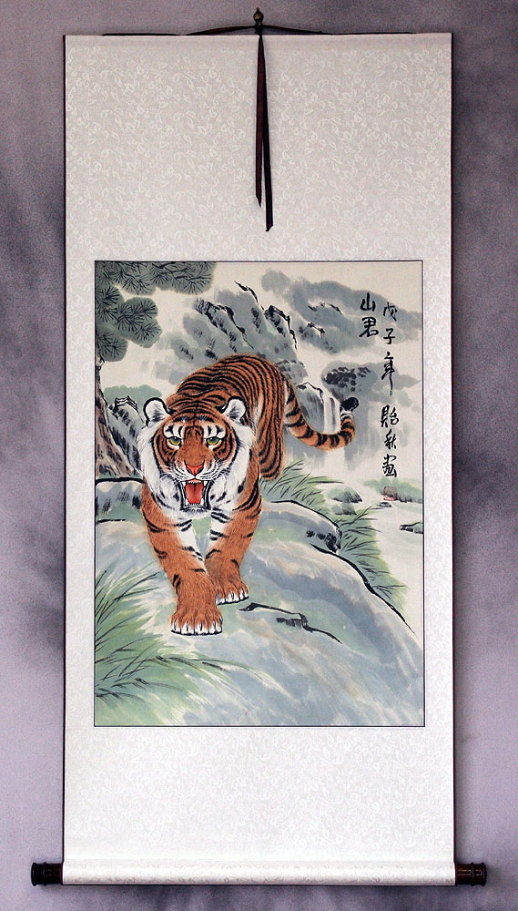 Chinese Tiger Wall Scroll Asian Art