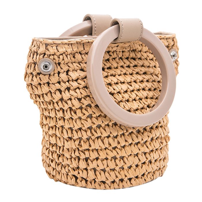 cute round straw shoulder bag
