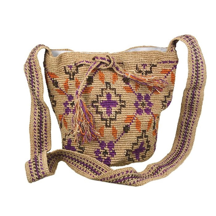 Madagascar raffia straw cross body bag