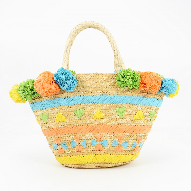 China pom pom straw bags for cheap OrientNew