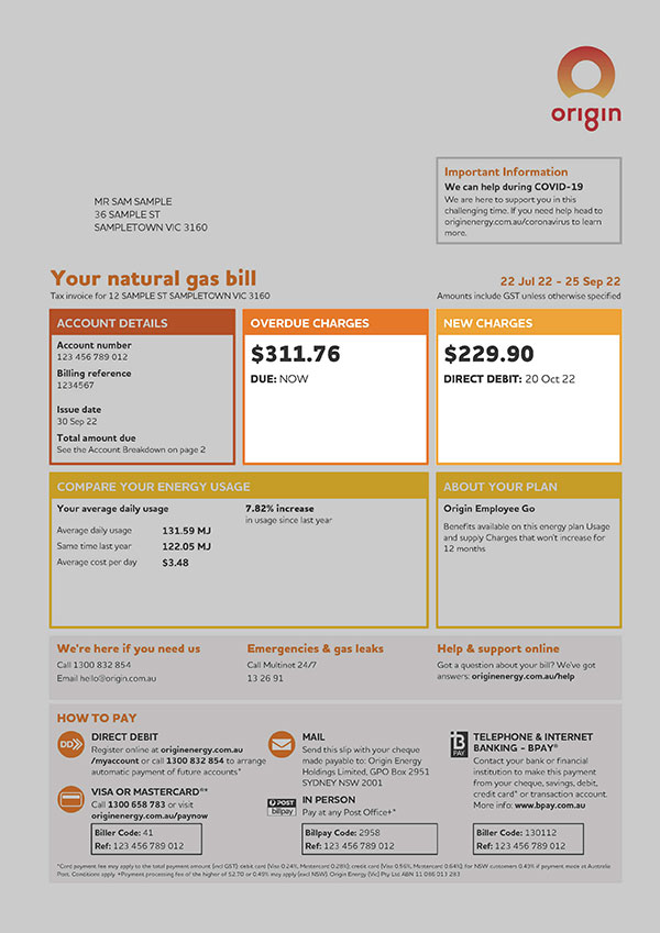 How to read your energy bill (VIC) Help & Support