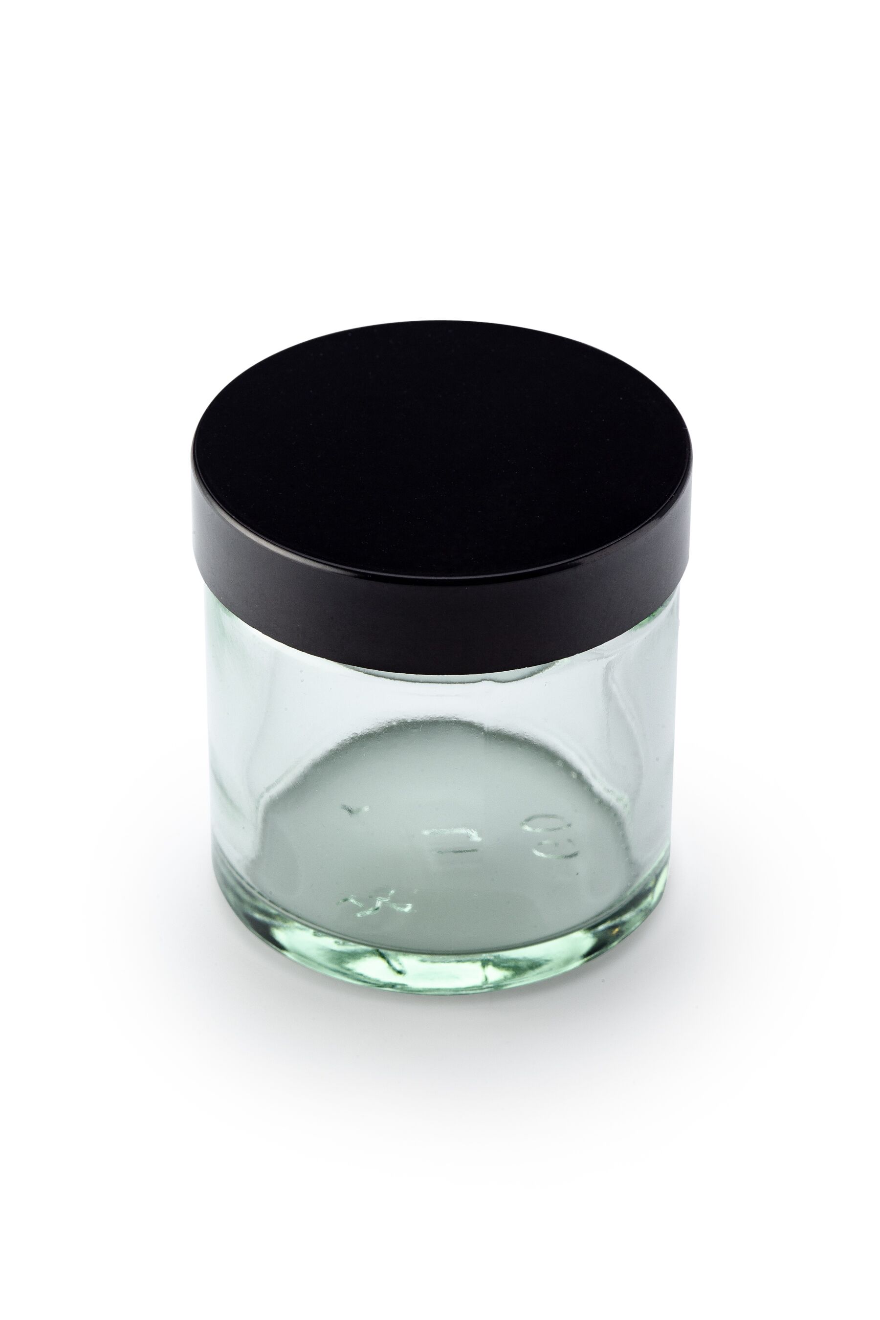 Clear Glass Ointment Jars Precapped with Black Urea Lids Origin Pharma Packaging