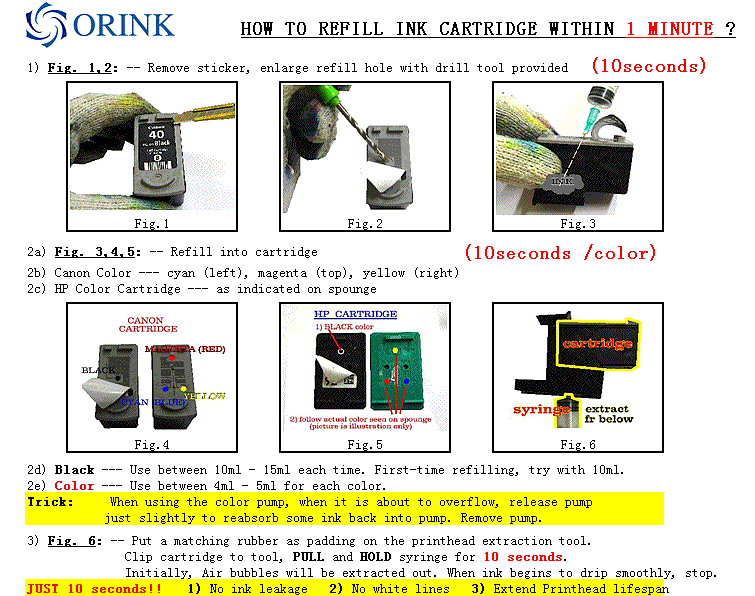 How to Refill HP & Canon ink cartridge in 60 seconds ORINK (Singapore)