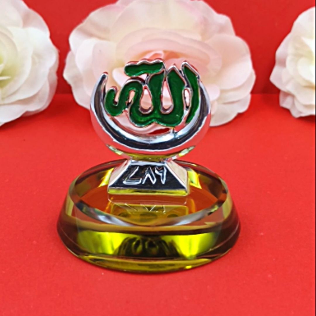 Pure Silver Allah Statue on a Glass Base Osasbazaar