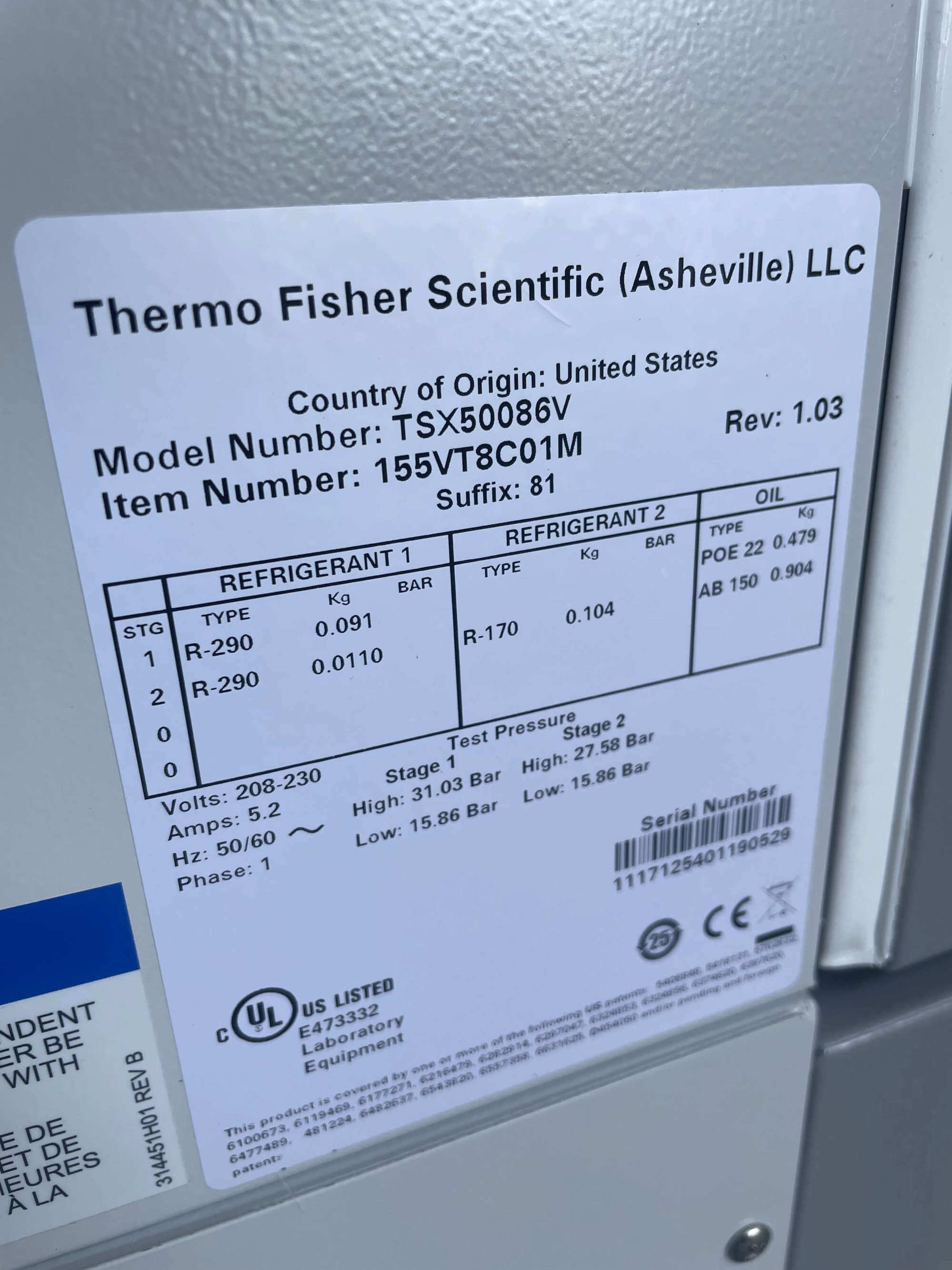 Thermo fisher scientific TSX50086V Congélateur (86°C) Osertech