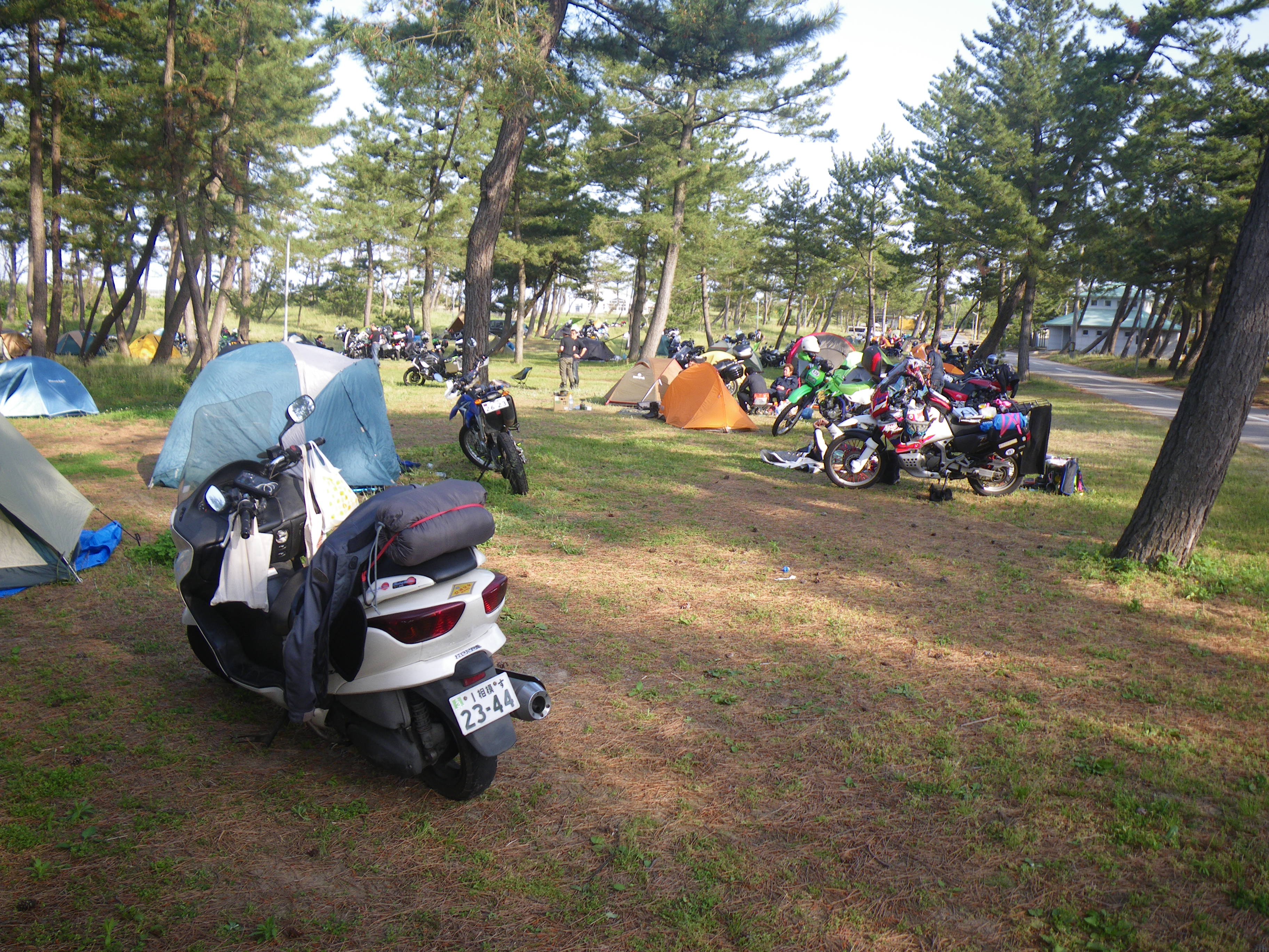 2018年5月26日オートバイの一大イベントSSTRのキャンプ風景 【公式】大島キャンプ場・海水浴場 能登半島【石川県志賀町】