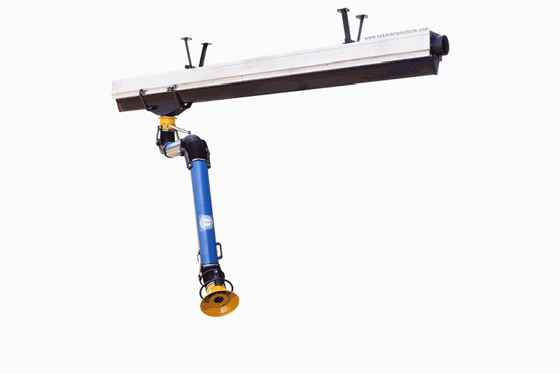 Sliding suction rails easy to move fume extraction equipment