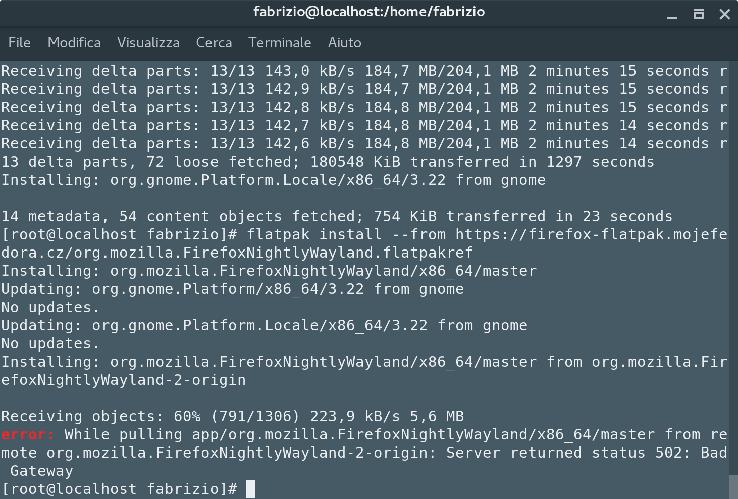 Arch Flatpak e FirefoxNightlyWayland primo test…