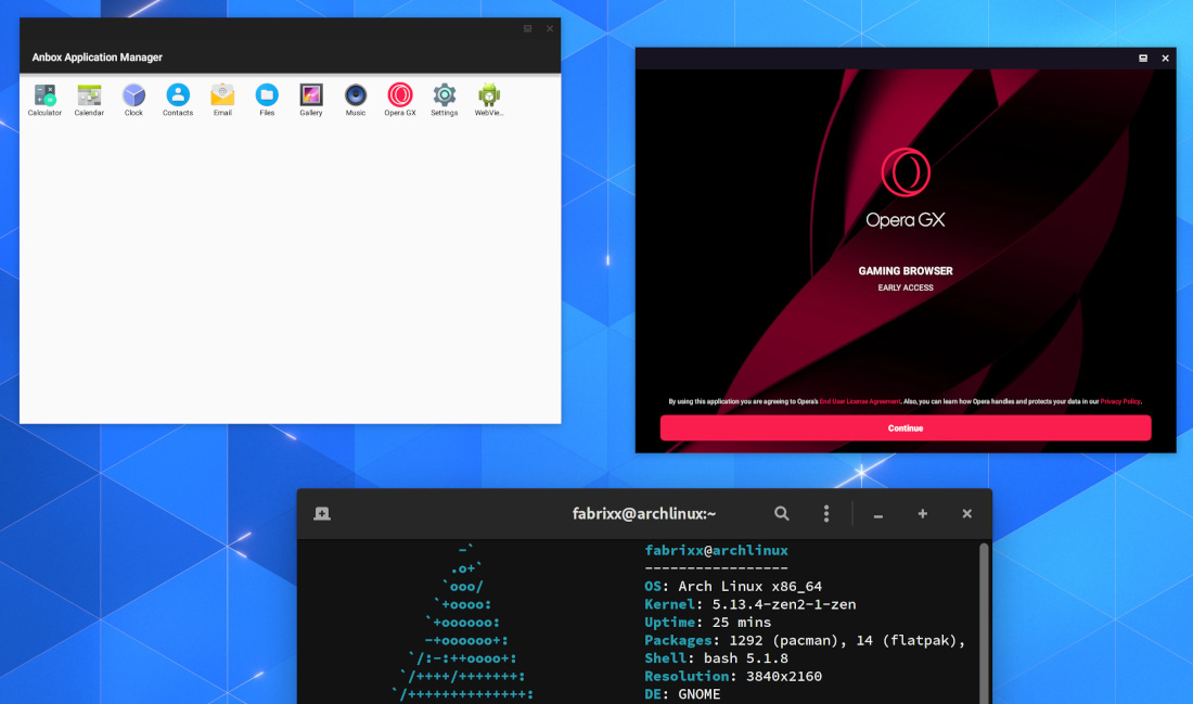 Opera GX on Linux with Anbox & Zen Kernel
