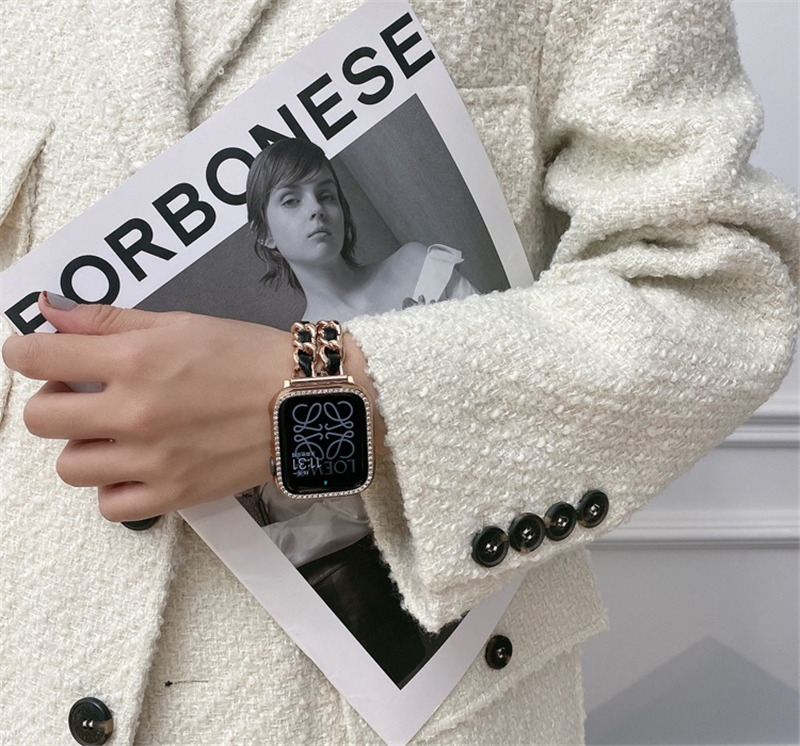 Apple Watchキラキラカバーアップルウォッチチェーンバンド⭐︎GGt アップルウォッチ バンド レディース ステンレス チェーン