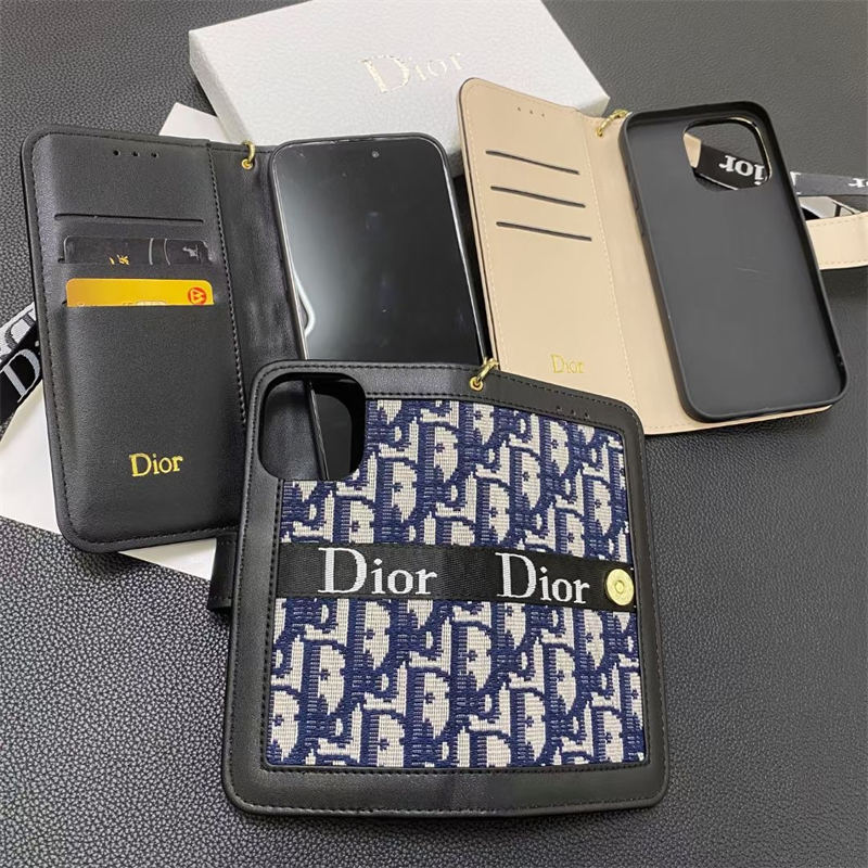 Dior iPhone 13 黒 レザー ケース アイフォン 17 ケース ディオール iphoneケース 人気 ブランド
