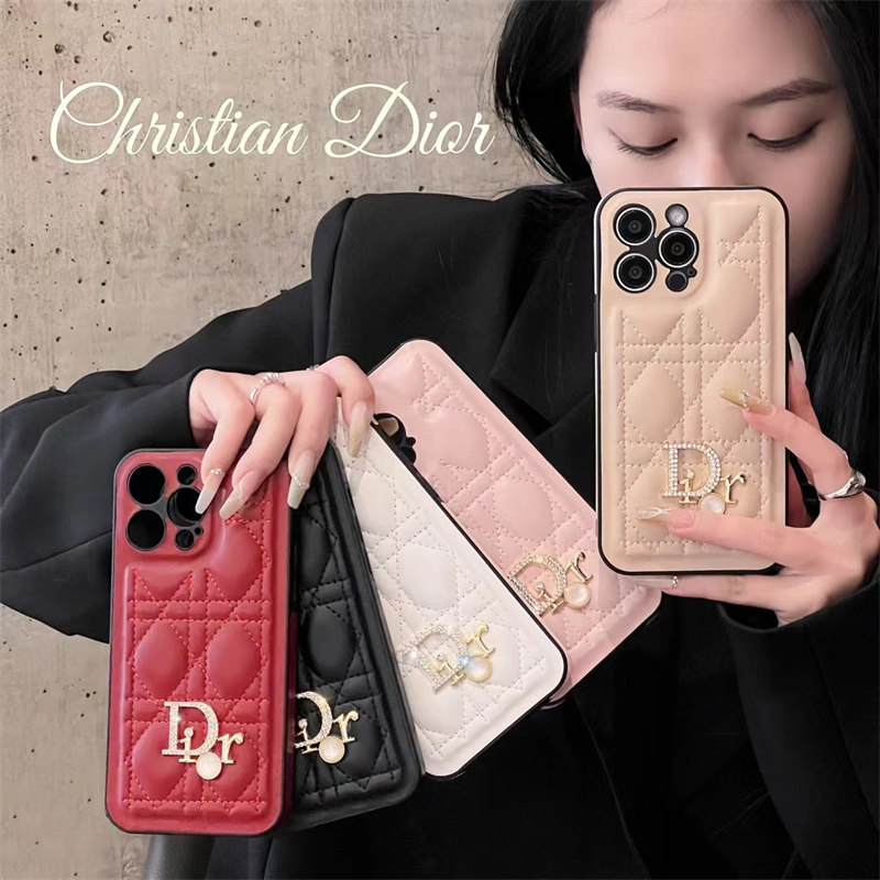 Dior ディオール カナージュ iPhone13proケース ブラック 黒 クリスチャンディオール iphone13Proケース カナージュ レザー黒