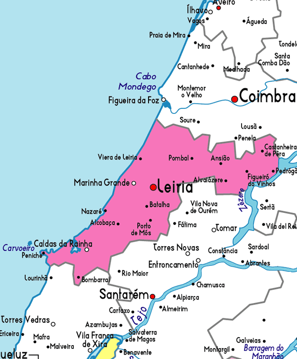 Carte Portugal Leiria Family run B&Bs, inns and small hotels offering you the finest