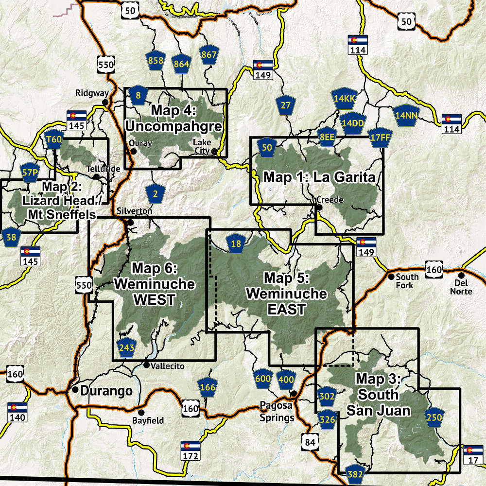 San Juan Mountains Colorado Map San Juan Mountains Wilderness Map Pack - Outdoor Trail Maps