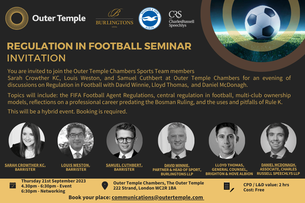 Event Regulation in Football Seminar. Thursday, 21st September 2023