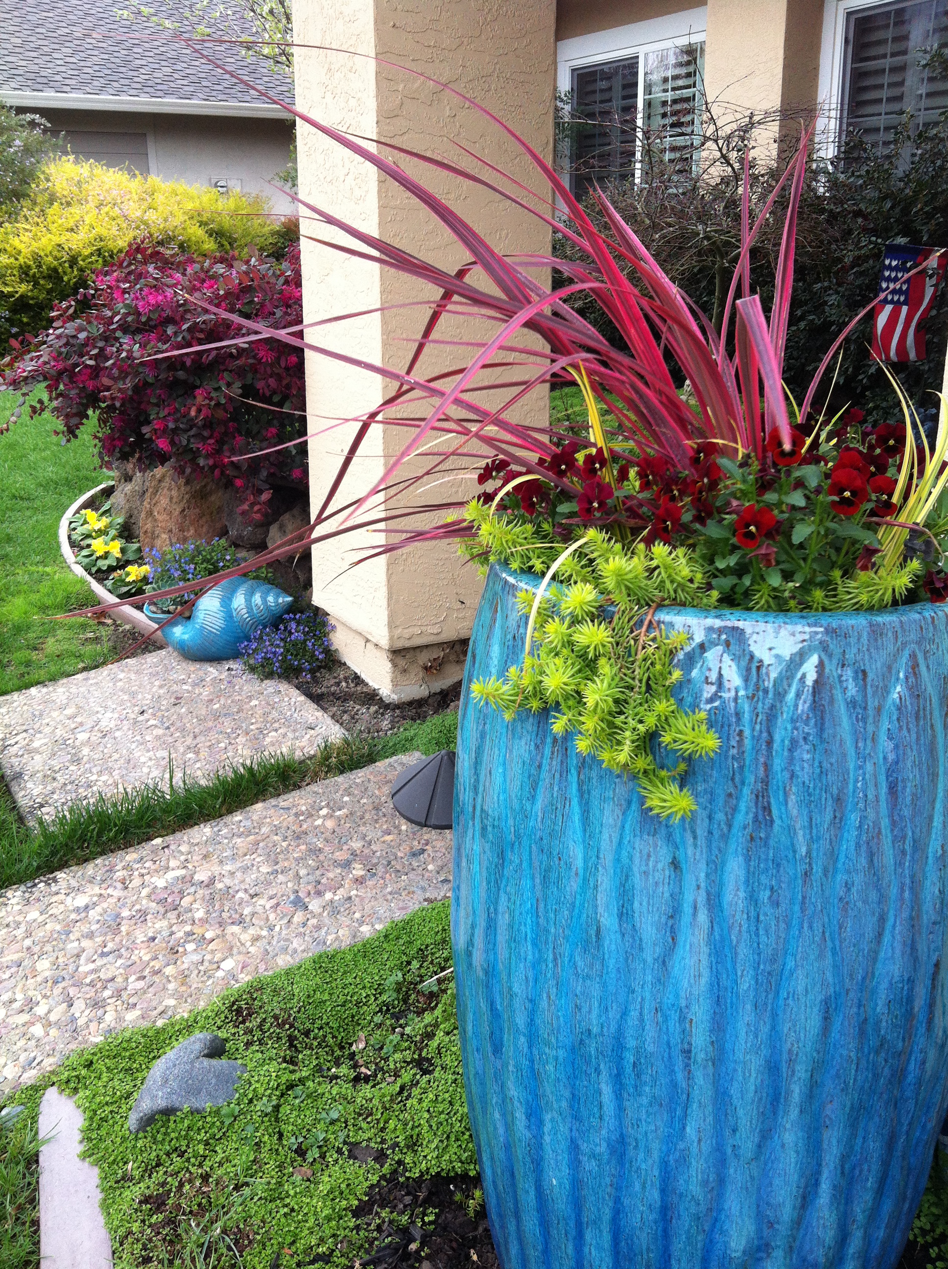 Large Blue Pot Outer Visions Landscape Design