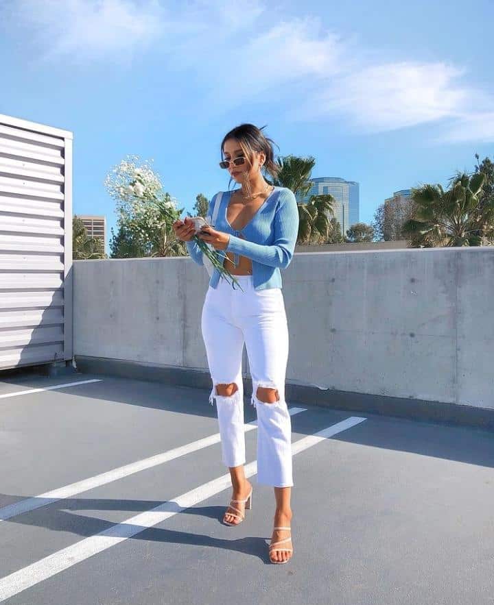 How To Wear A Blue Sweater 20 Outfit Ideas