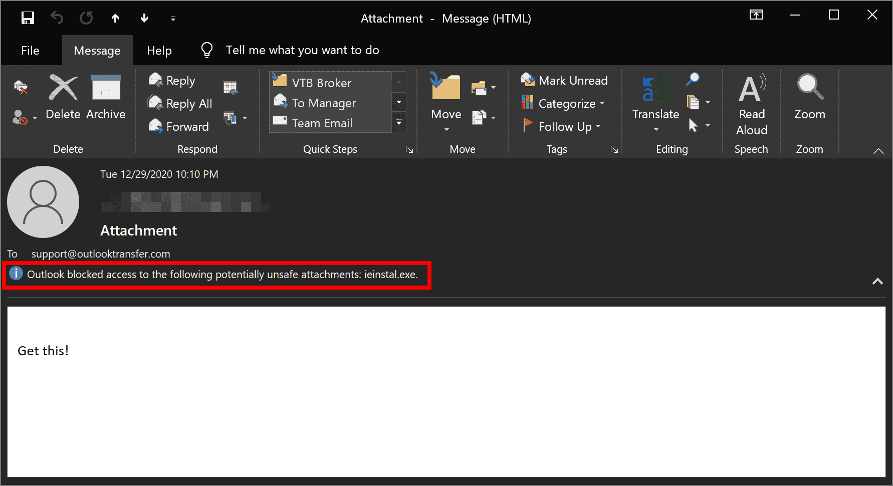 Outlook Bloqueado Anexo
