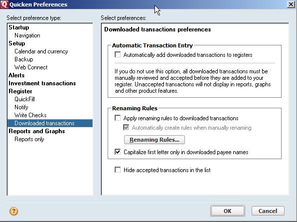 Handling Downloaded Transactions Quicken