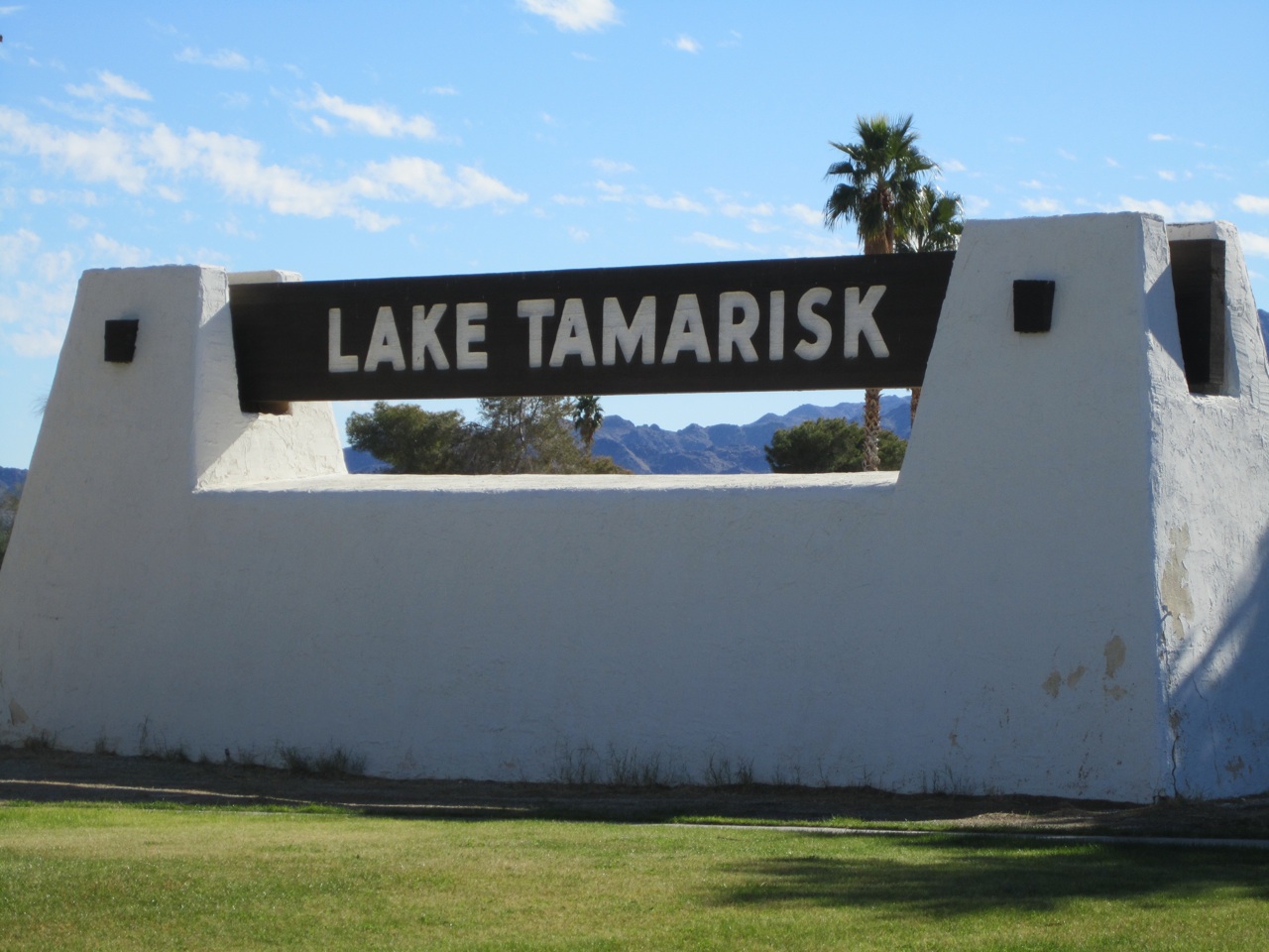 Lake Tamarisk Resort Sign In Desert Center, CA Outside Our Bubble