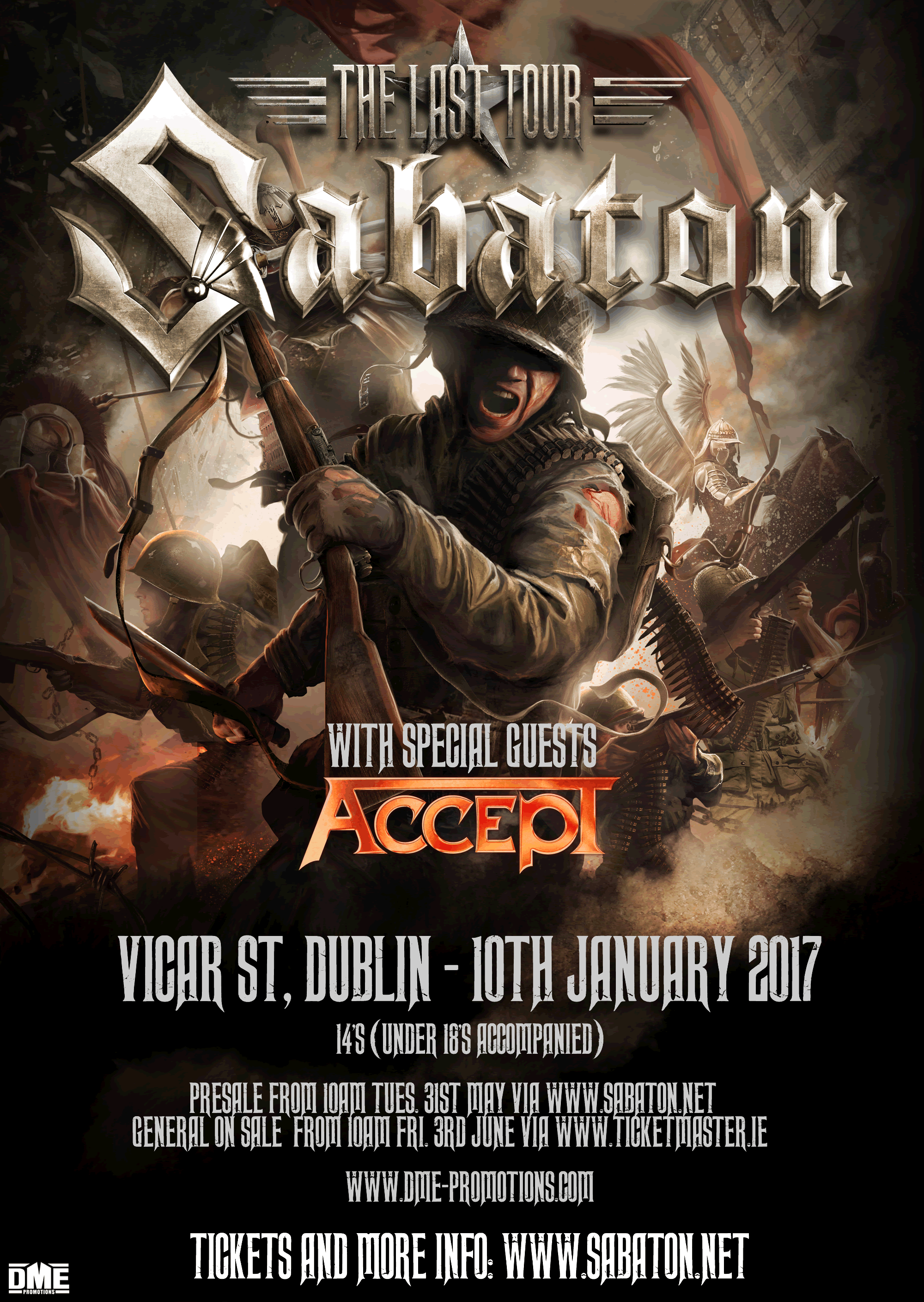 SABATON & ACCEPT CONFIRMED FOR EXCLUSIVE SHOW IN JANUARY 2017