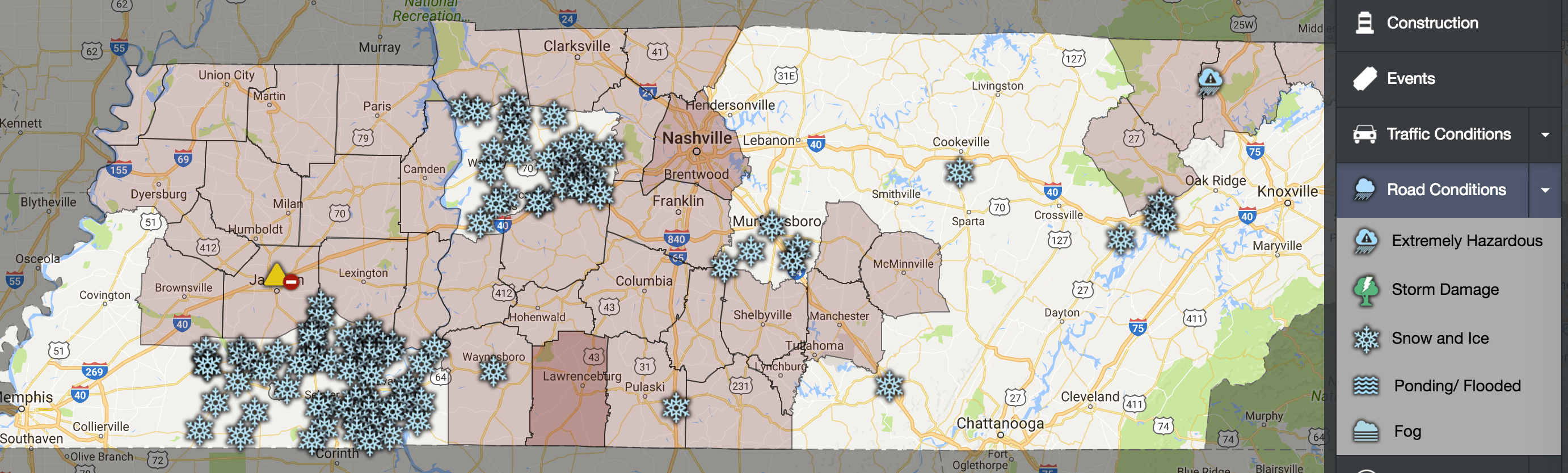 Winter weather jams up major highways in southeast