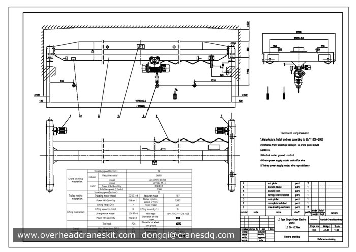 Overhead crane drawing single girder overhead crane drawings from
