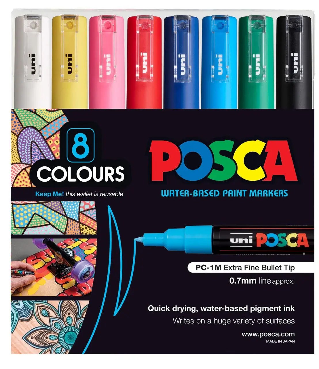 Posca Extra Fine Set of 8 Assorted (1M)